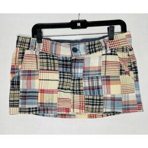Y2K Patchwork mini skirt lowest rise size 12 100% cotton Preppy